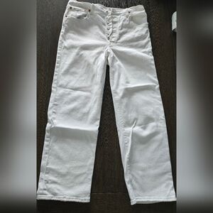 White Ribcage Straight Ankle Jeans